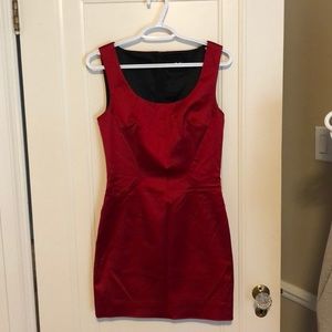 Satin finish red mini dress